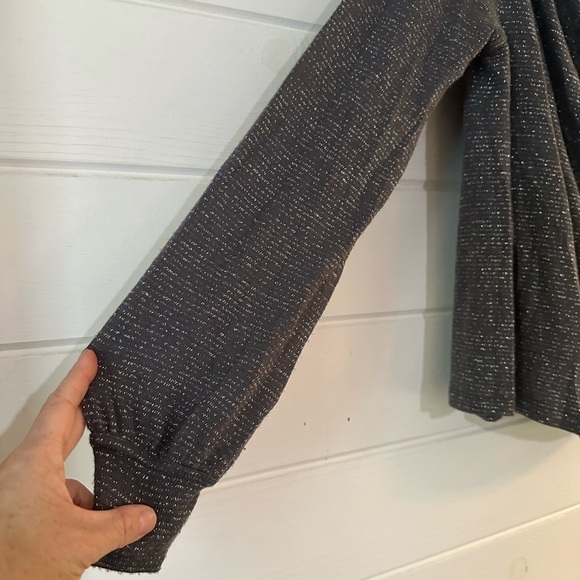 Free People Metallic Shimmer Draped Cowl Neck Long Sleeve Boho Oversized Top S - Picture 9 of 12